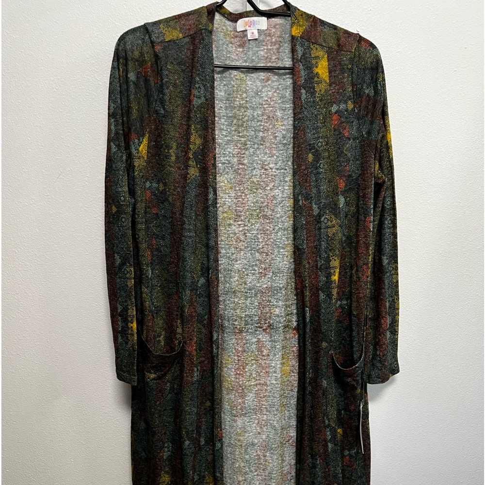 NWT LuLaRoe Sarah Multicolored Geo Print Long Cardigan Size Medium